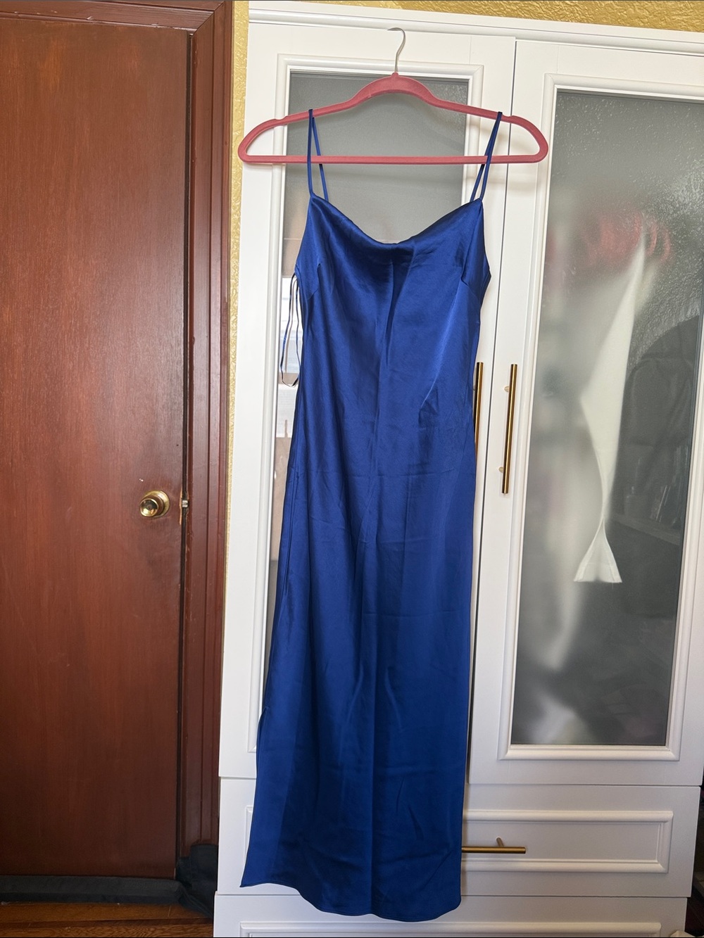 Express Satin Maxi Slip Dress in Royal Blue